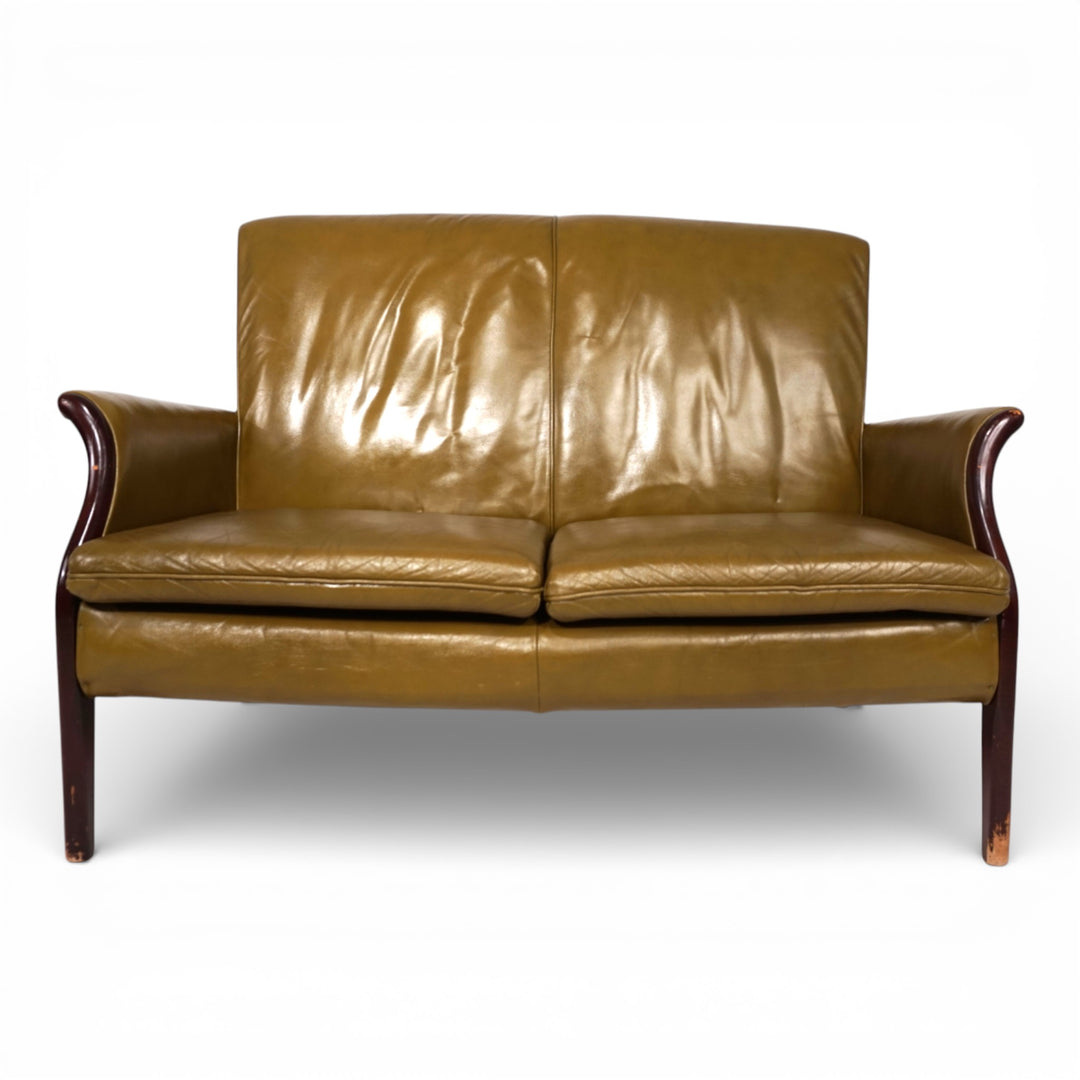 Set Froxfield 2 Ledersessel und Ledersofa moosgrün von Parker Knoll, 1960