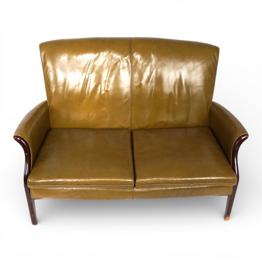 Set Froxfield 2 Ledersessel und Ledersofa moosgrün von Parker Knoll, 1960