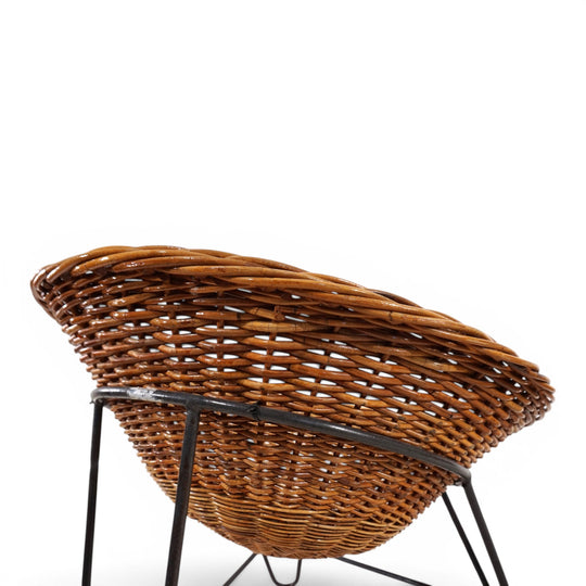 Pod Chairs – Paar Loungesessel aus Rattan/Korbgeflecht auf Metallgestell, 1970