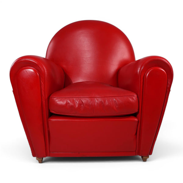 Poltrona Frau Quadra レッド 赤 本革 オットマン1脚① Poltrona Frau Vanity Fair Leather Armchair by Renzo Frau, 1990