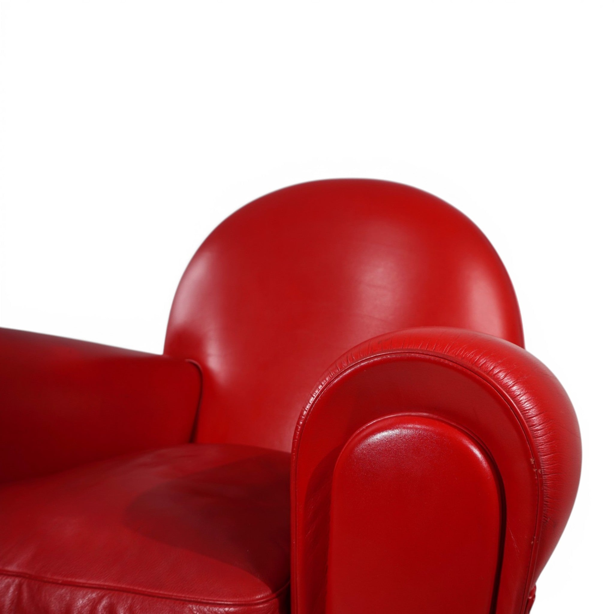 Poltrona Frau Quadra レッド 赤 本革 オットマン1脚① Poltrona Frau Vanity Fair Leather Armchair by Renzo Frau, 1990