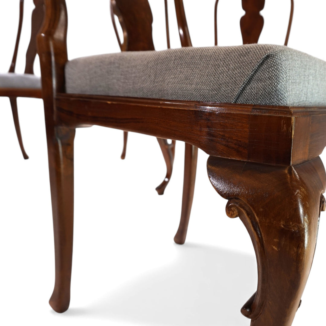 5er Set Queen Anne Mahagoni Esszimmerstühle, 1920