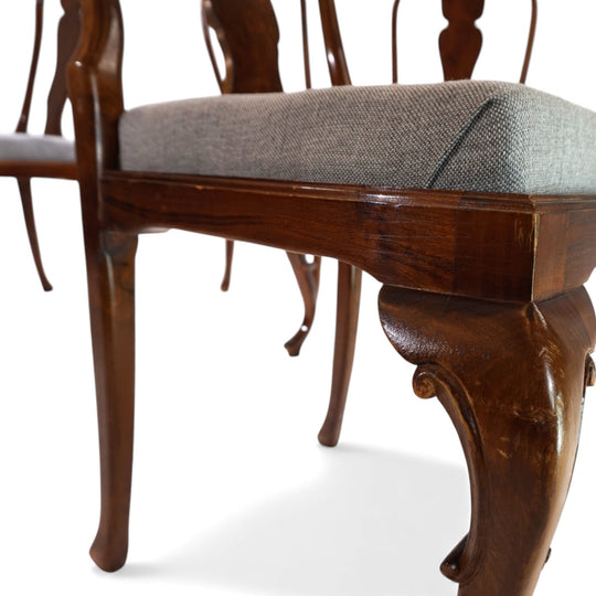 5er Set Queen Anne Mahagoni Esszimmerstühle, 1920