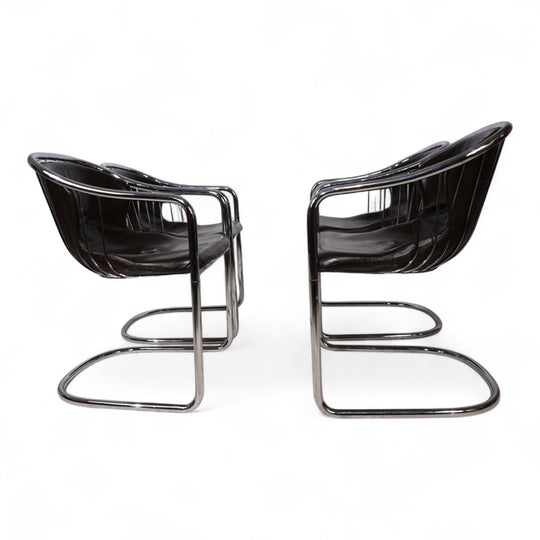 4er Set Chrom Esszimmerstühle von Gastone Rinaldi für Thema, 1970