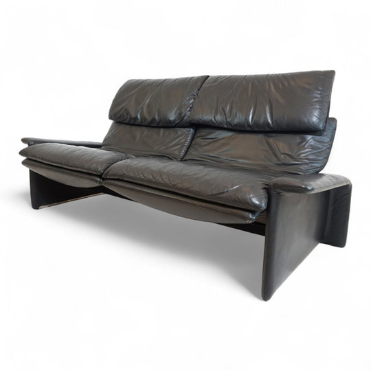 Saporiti Italia Zweisitzer Ledersofa von Giovanni Offredi, 1970