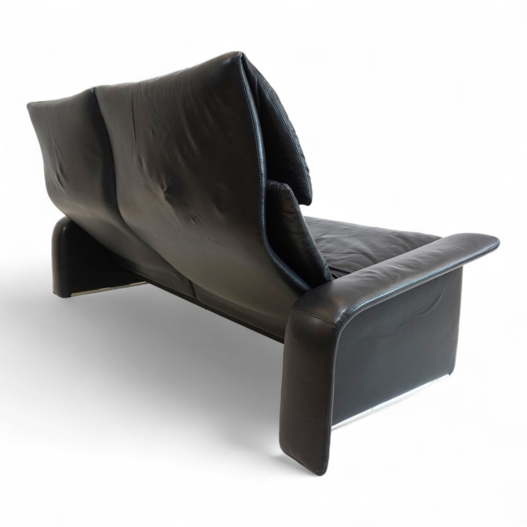 Saporiti Italia Zweisitzer Ledersofa von Giovanni Offredi, 1970