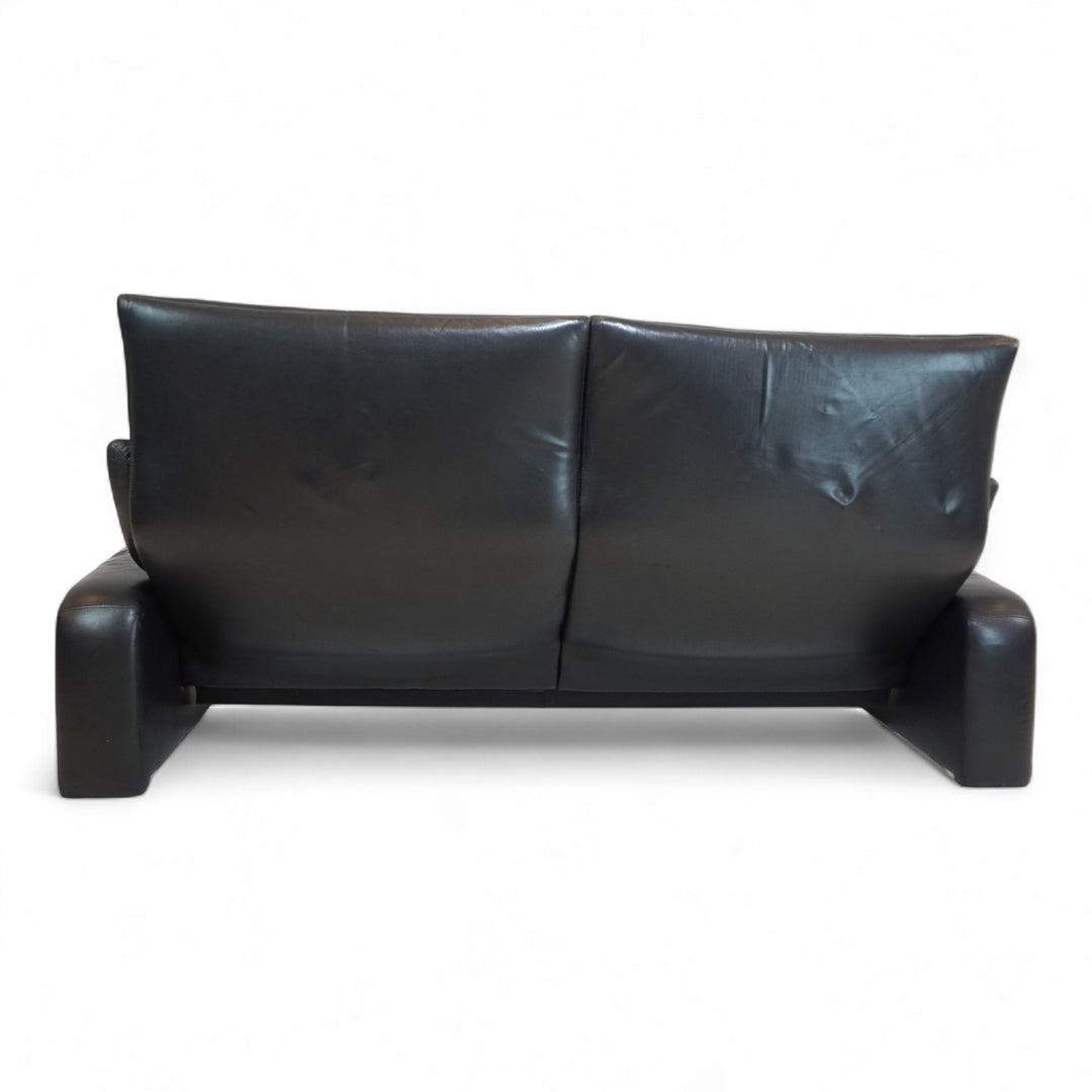 Saporiti Italia Zweisitzer Ledersofa von Giovanni Offredi, 1970