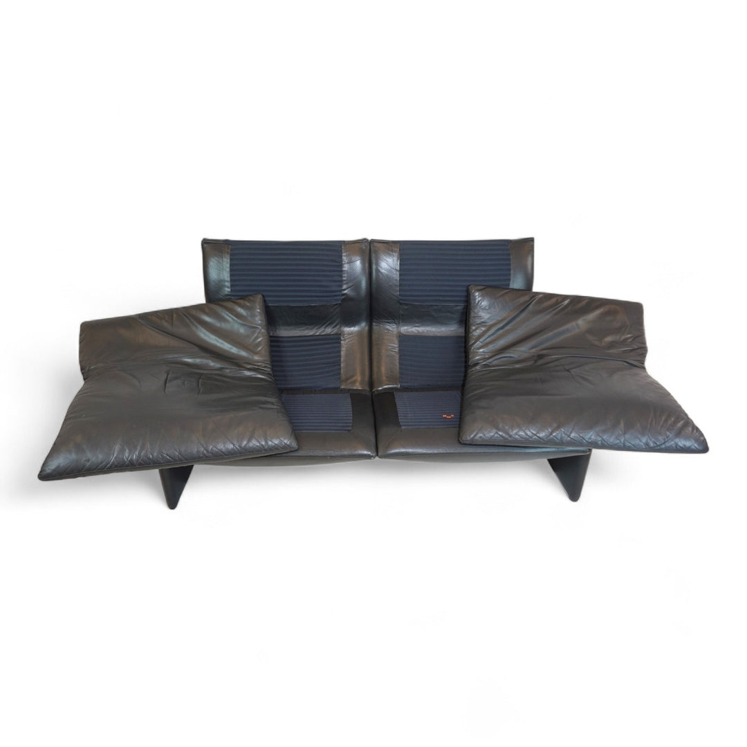 Saporiti Italia Zweisitzer Ledersofa von Giovanni Offredi, 1970