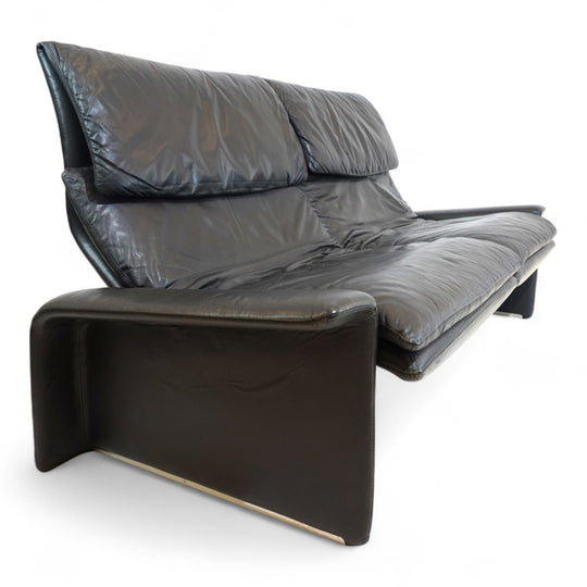 Saporiti Italia Zweisitzer Ledersofa von Giovanni Offredi, 1970