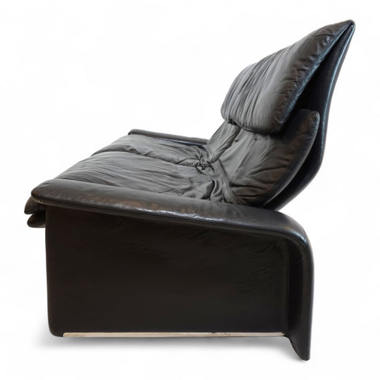 Saporiti Italia Zweisitzer Ledersofa von Giovanni Offredi, 1970