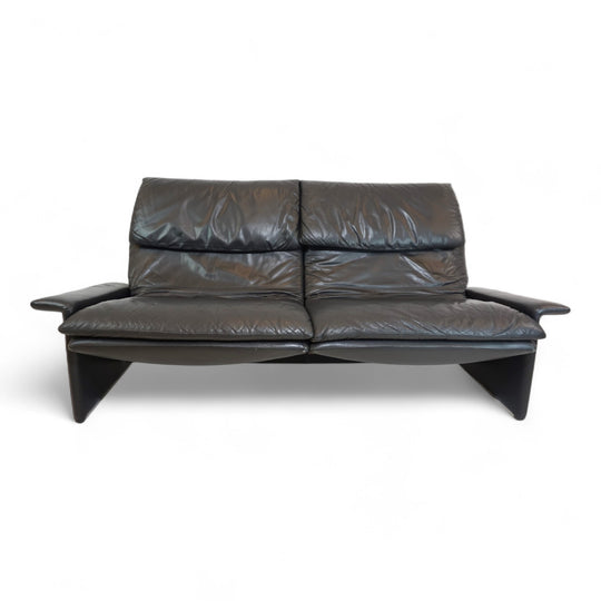 Saporiti Italia Zweisitzer Ledersofa von Giovanni Offredi, 1970