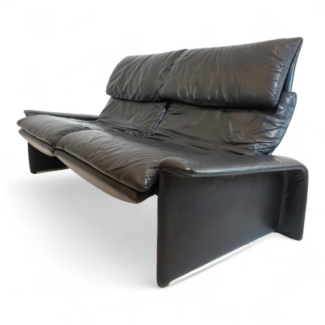 Saporiti Italia Zweisitzer Ledersofa von Giovanni Offredi, 1970