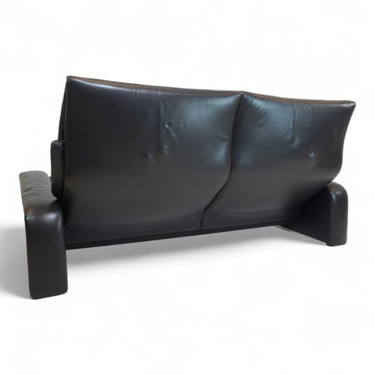 Saporiti Italia Zweisitzer Ledersofa von Giovanni Offredi, 1970