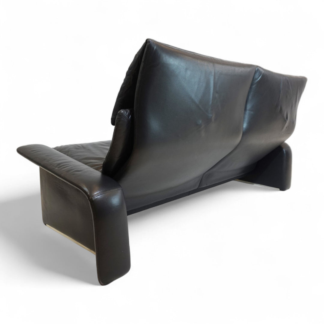 Saporiti Italia Zweisitzer Ledersofa von Giovanni Offredi, 1970