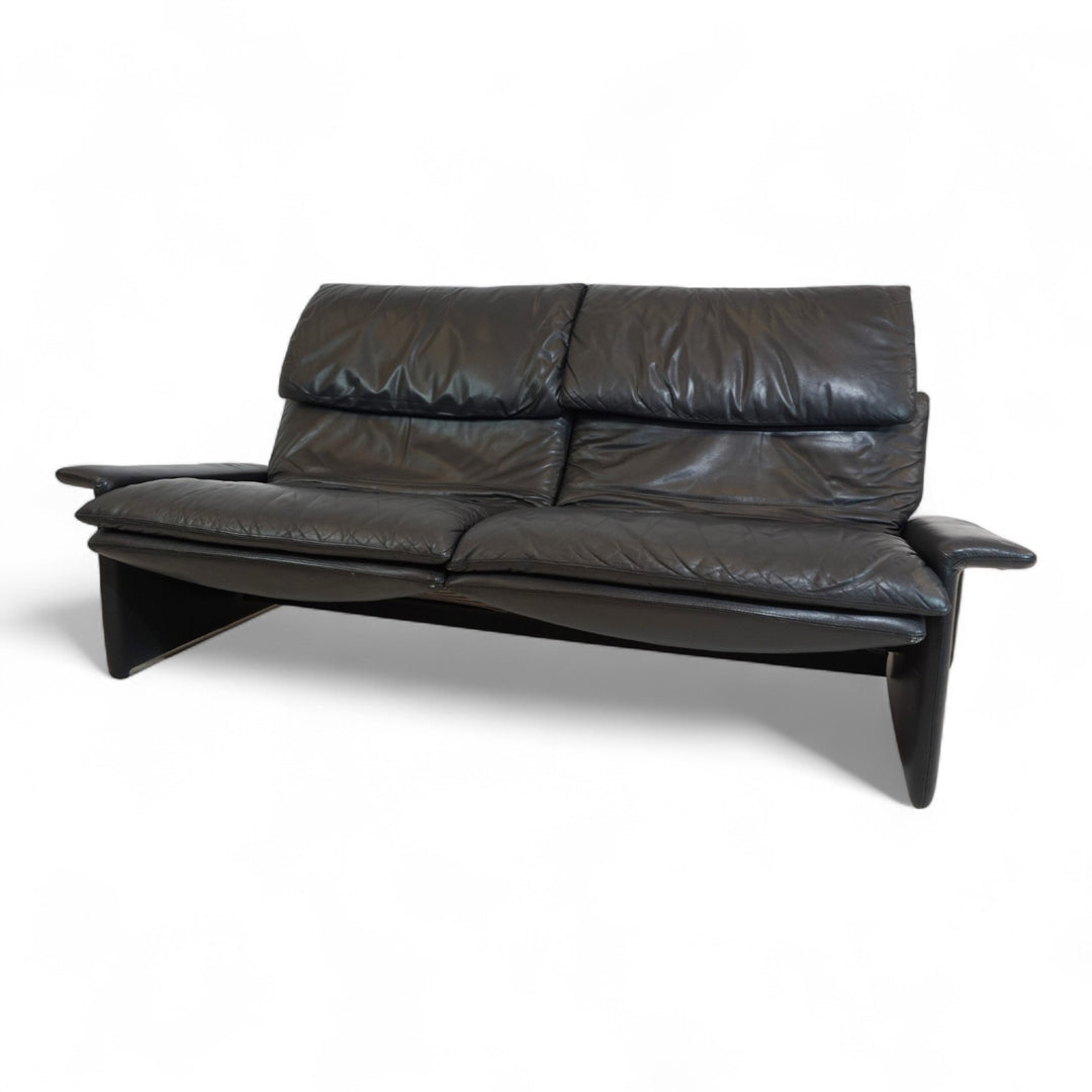 Saporiti Italia Zweisitzer Ledersofa von Giovanni Offredi, 1970