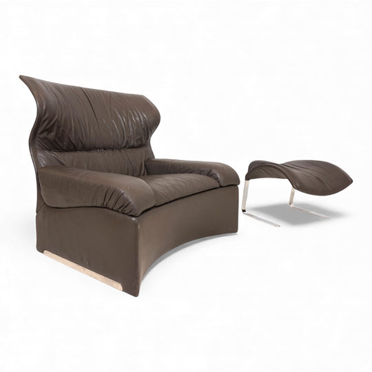 Saporiti Vela Alta Ledersessel von Giovanni Offredi, 1970