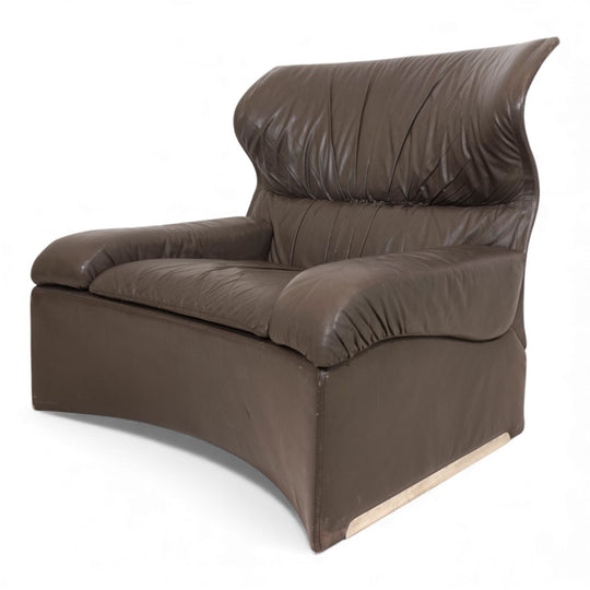 Saporiti Vela Alta Ledersessel von Giovanni Offredi, 1970