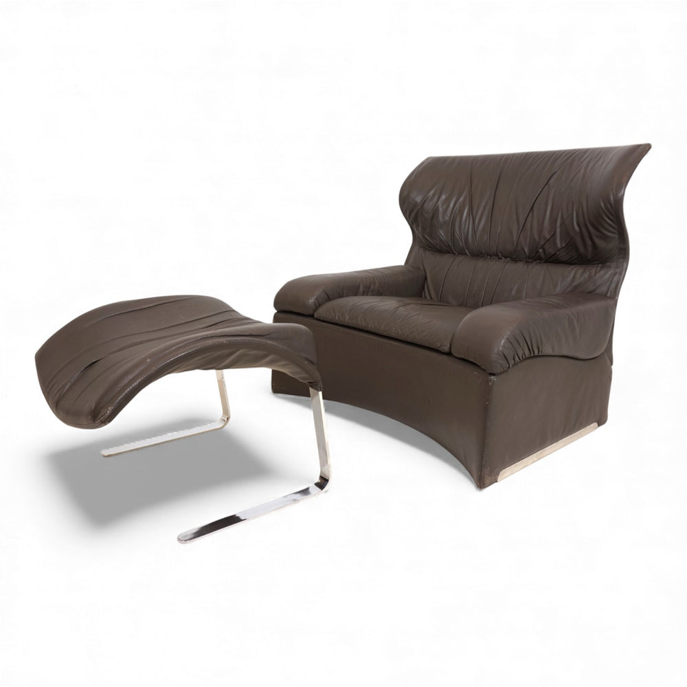 Saporiti Vela Alta Ledersessel von Giovanni Offredi, 1970