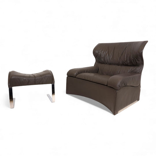 Saporiti Vela Alta Ledersessel von Giovanni Offredi, 1970