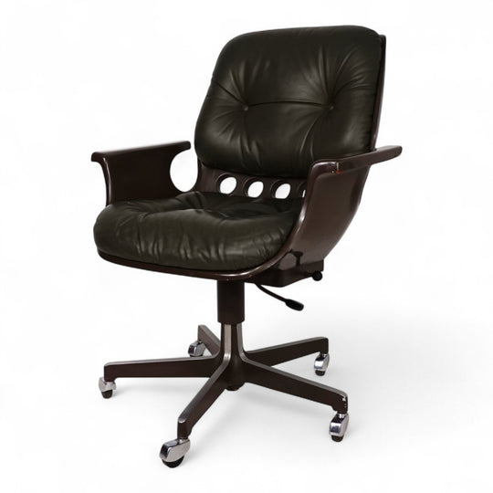 Stoll Giroflex 7112 Space Age Leder Bürosessel von Martin Stoll, 1970