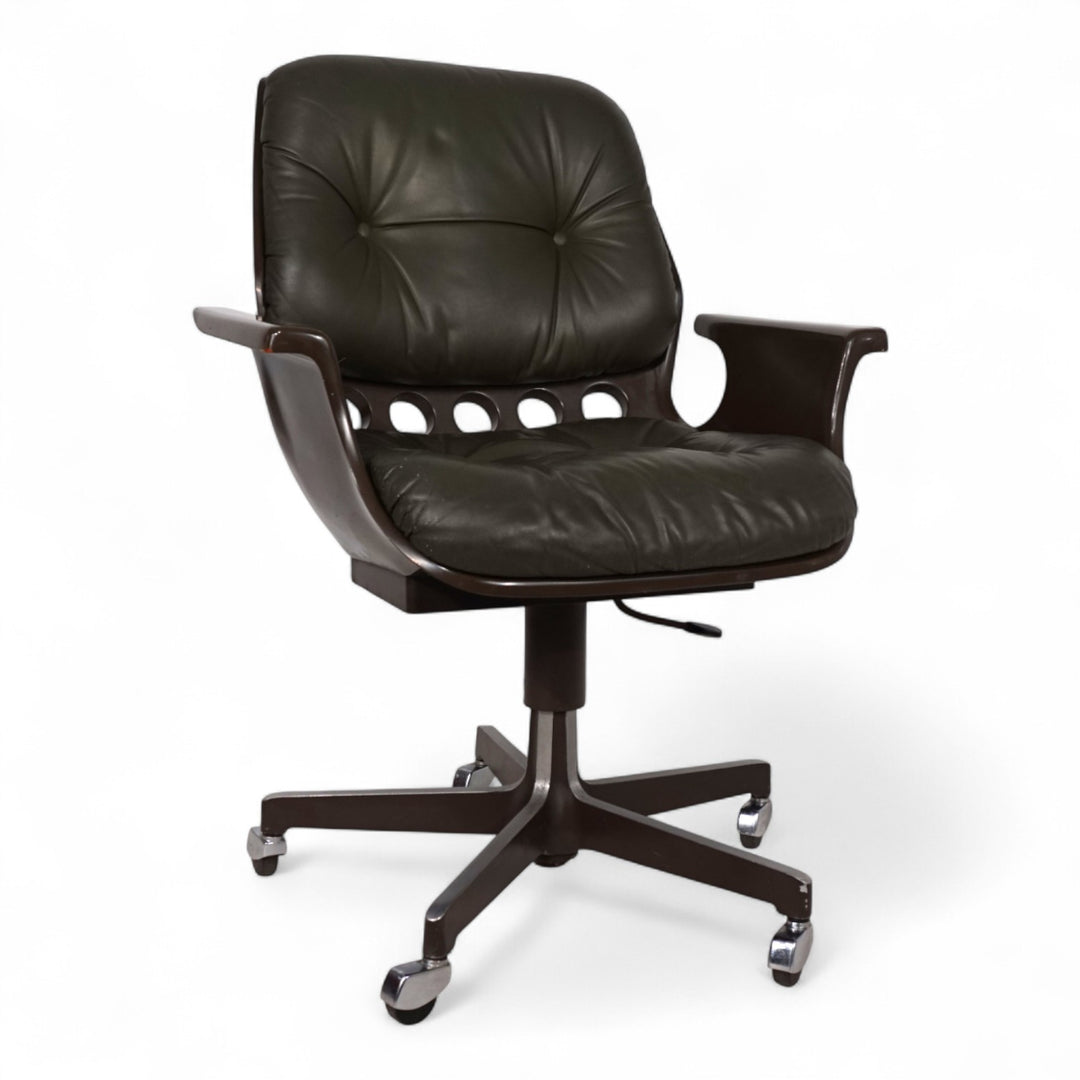 Stoll Giroflex 7112 Space Age Leder Bürosessel von Martin Stoll, 1970