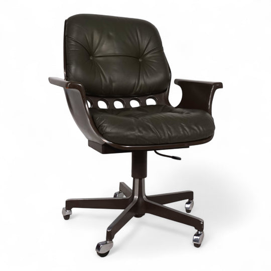 Stoll Giroflex 7112 Space Age Leder Bürosessel von Martin Stoll, 1970