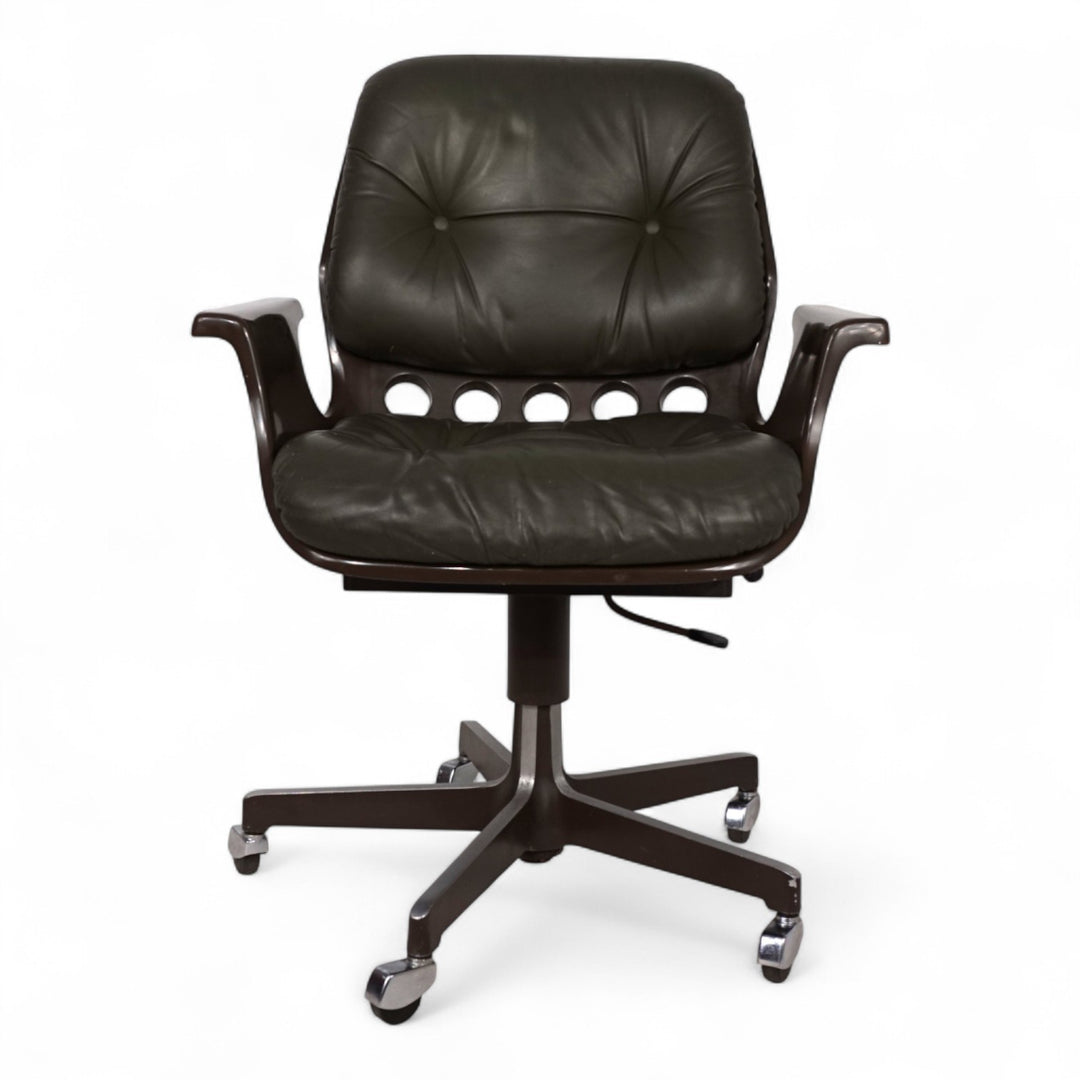 Stoll Giroflex 7112 Space Age Leder Bürosessel von Martin Stoll, 1970