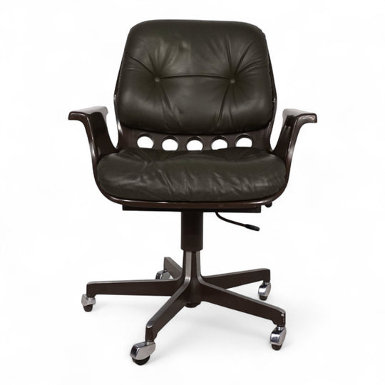 Stoll Giroflex 7112 Space Age Leder Bürosessel von Martin Stoll, 1970