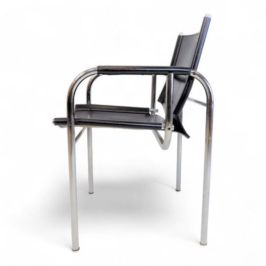 Strässle HE Bauhaus Lederstuhl von Hans Eichenberger, 1960