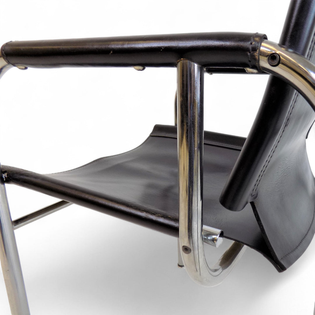 Strässle HE Bauhaus Lederstuhl von Hans Eichenberger, 1960