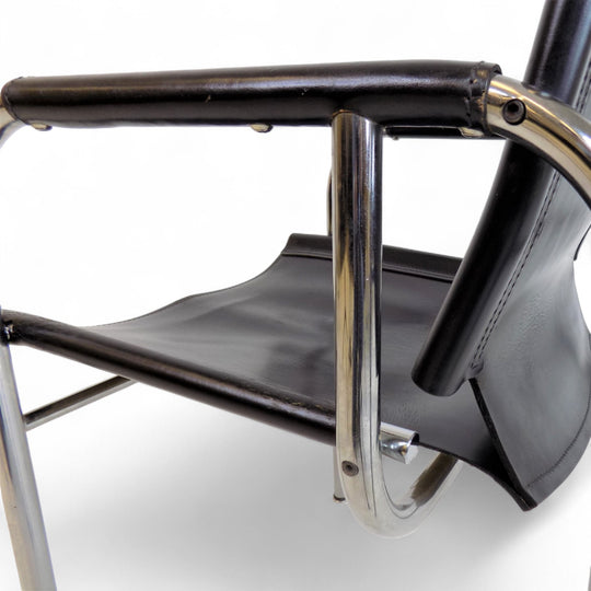 Strässle HE Bauhaus Lederstuhl von Hans Eichenberger, 1960