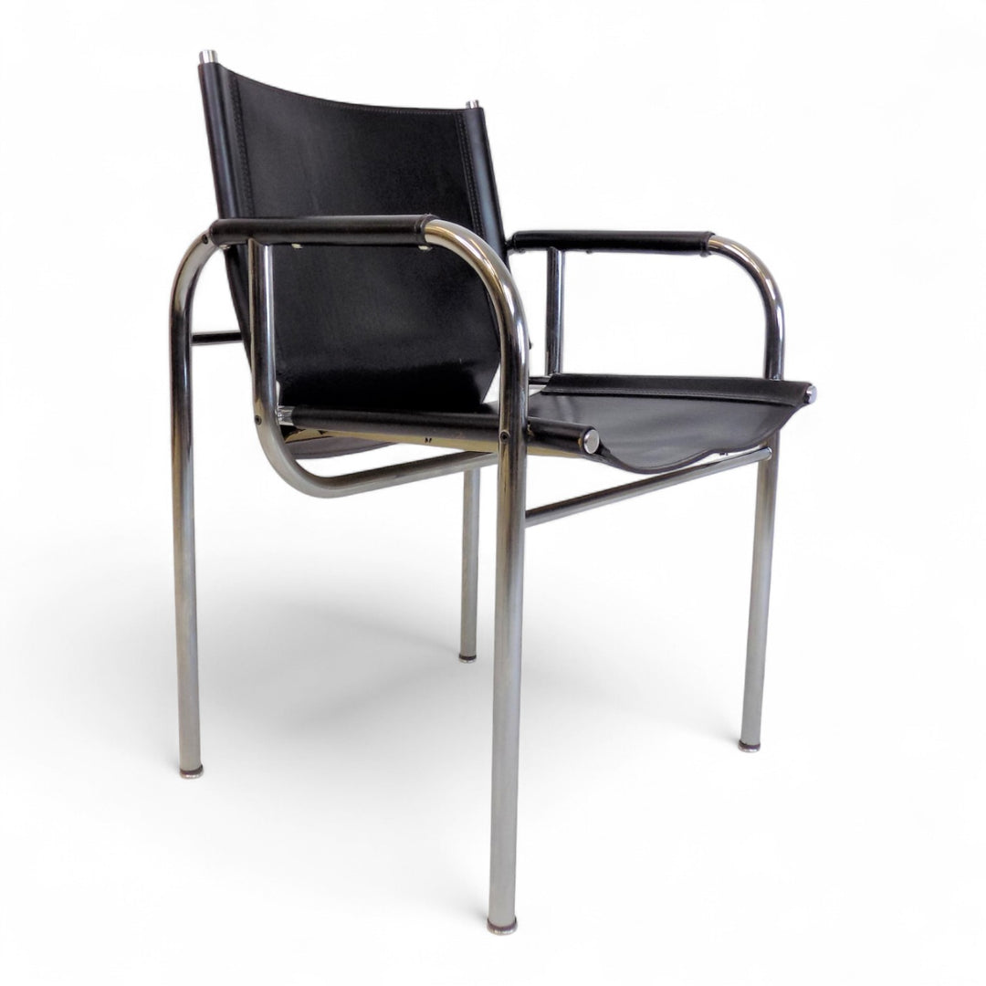 Strässle HE Bauhaus Lederstuhl von Hans Eichenberger, 1960