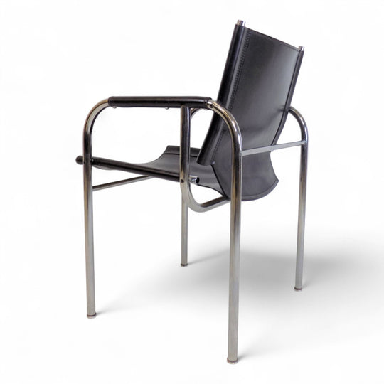 Strässle HE Bauhaus Lederstuhl von Hans Eichenberger, 1960