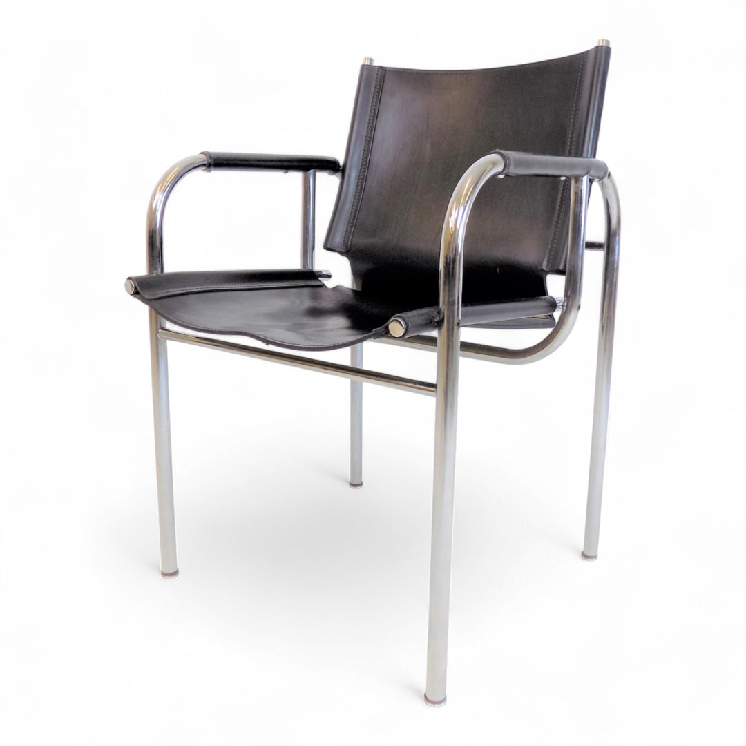 Strässle HE Bauhaus Lederstuhl von Hans Eichenberger, 1960