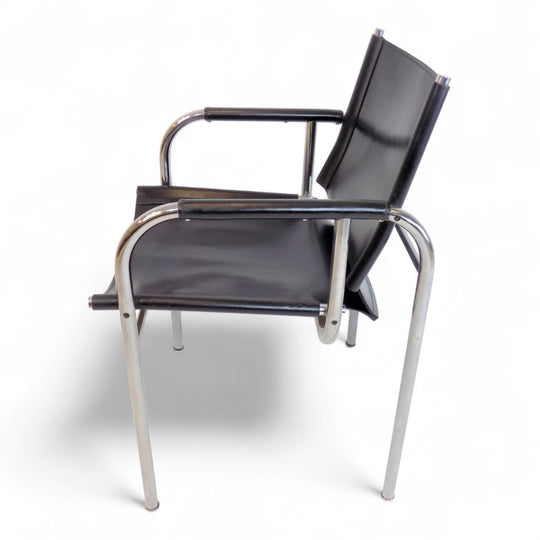Strässle HE Bauhaus Lederstuhl von Hans Eichenberger, 1960