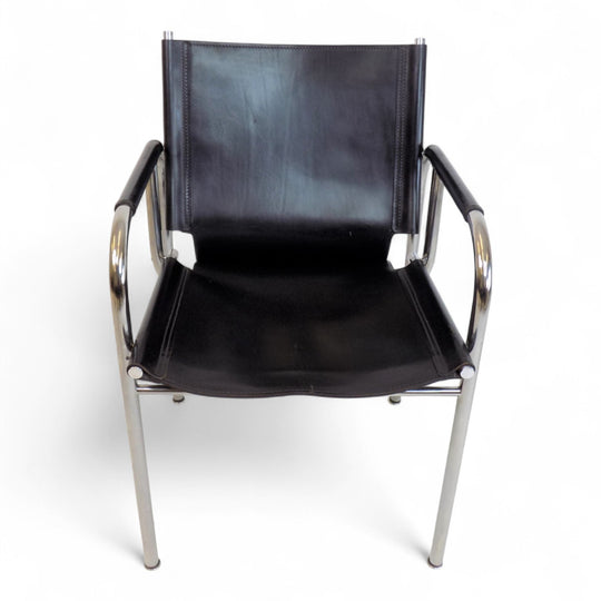 Strässle HE Bauhaus Lederstuhl von Hans Eichenberger, 1960