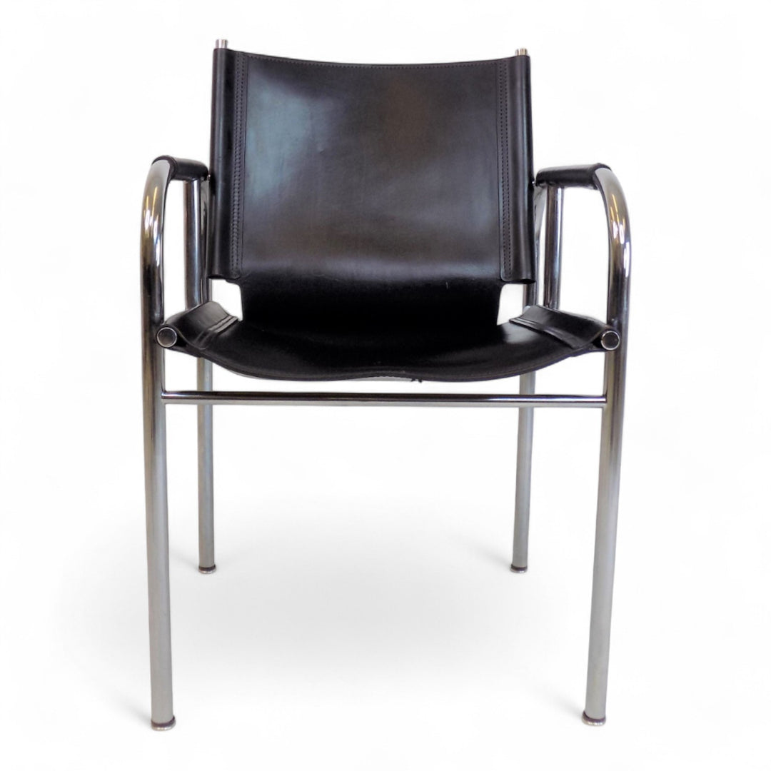 Strässle HE Bauhaus Lederstuhl von Hans Eichenberger, 1960