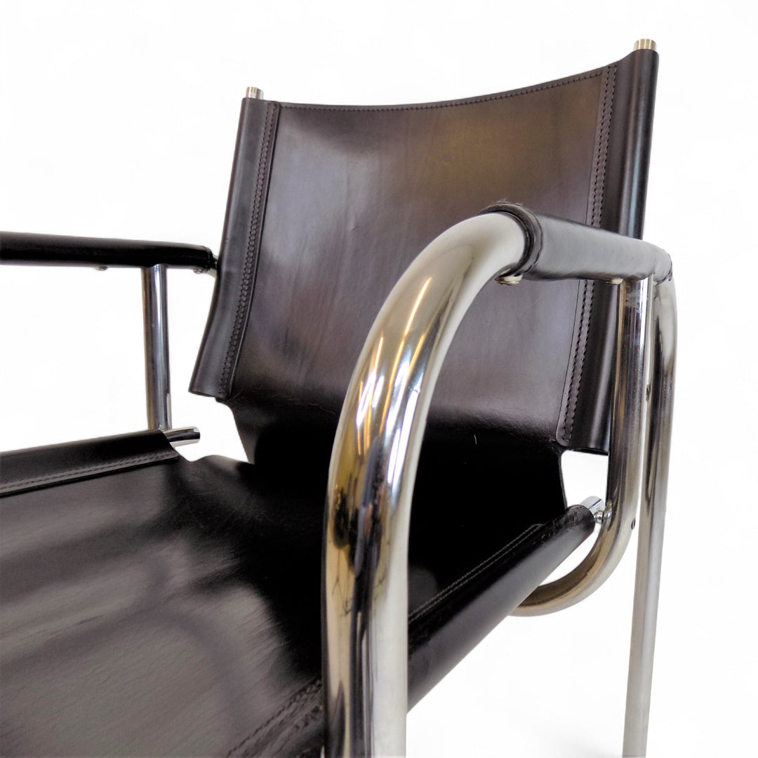 Strässle HE Bauhaus Lederstuhl von Hans Eichenberger, 1960