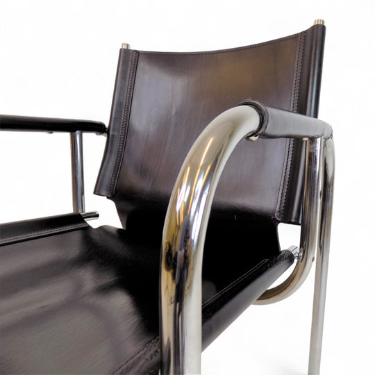 Strässle HE Bauhaus Lederstuhl von Hans Eichenberger, 1960