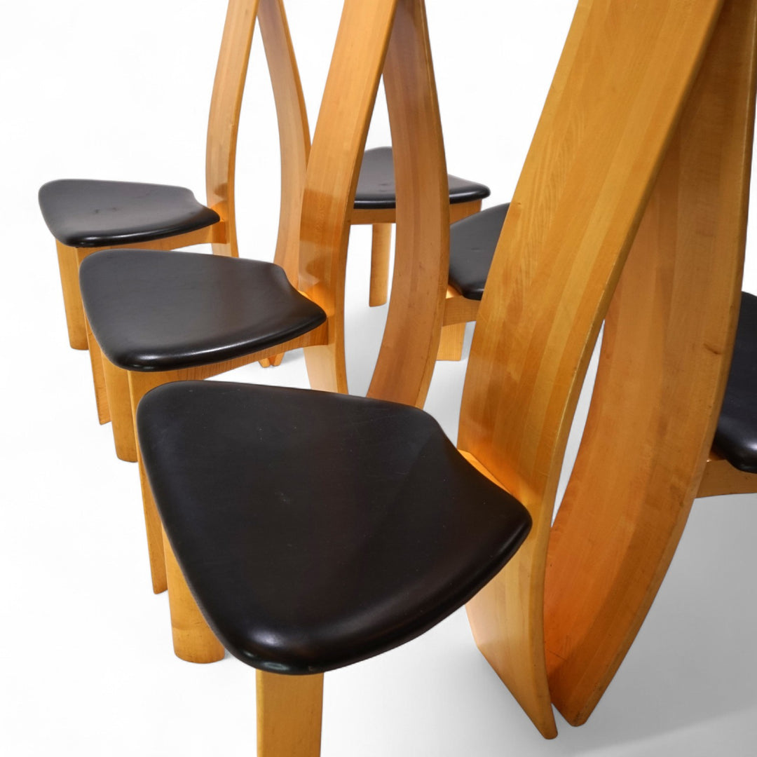 Tranekaer 6er Set Iris Esszimmerstühle von Bob van der Berghe, 1980