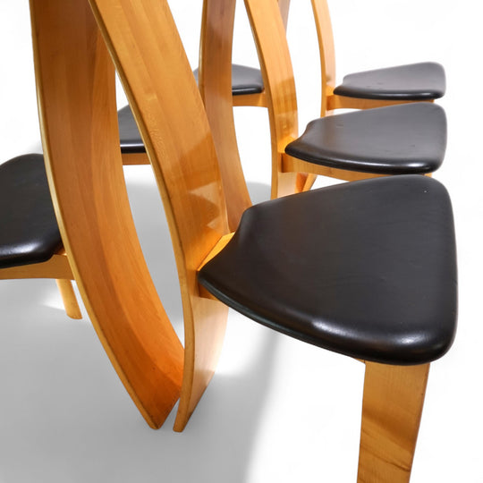 Tranekaer 6er Set Iris Esszimmerstühle von Bob van der Berghe, 1980