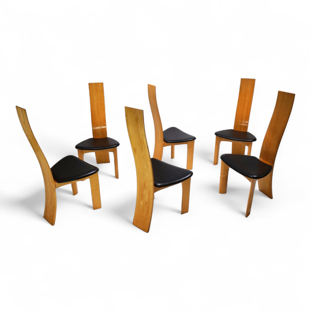 Tranekaer 6er Set Iris Esszimmerstühle von Bob van der Berghe, 1980