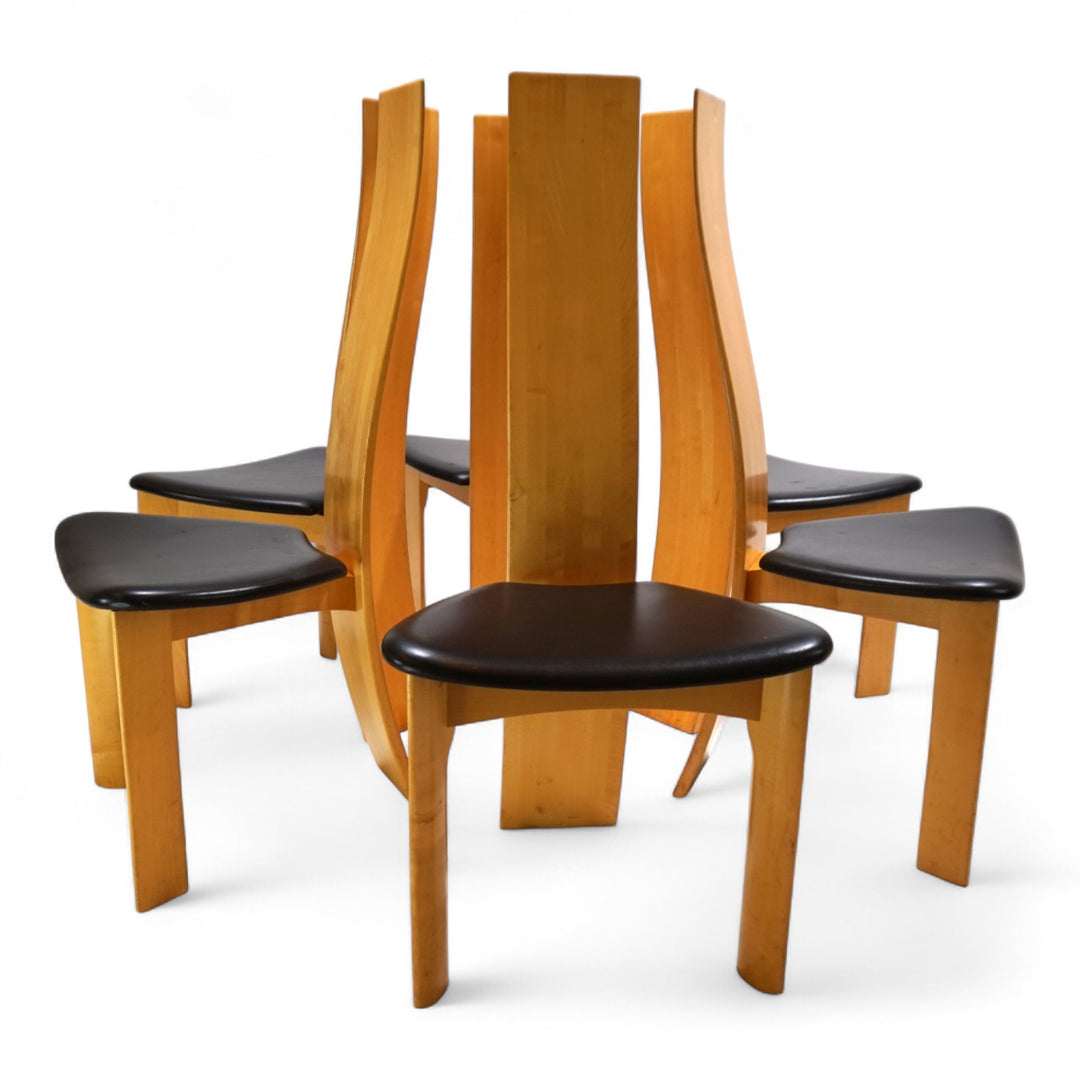 Tranekaer 6er Set Iris Esszimmerstühle von Bob van der Berghe, 1980