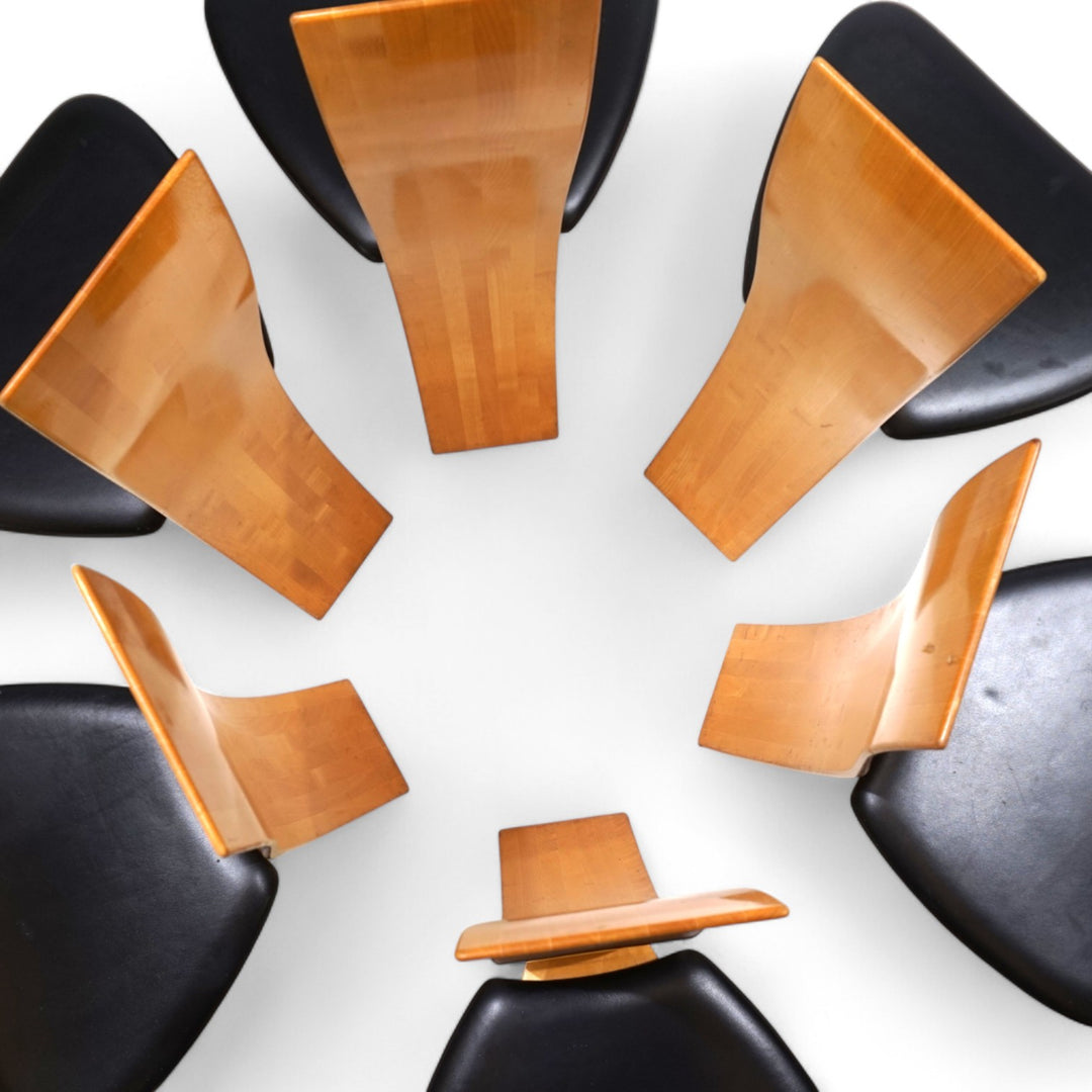 Tranekaer 6er Set Iris Esszimmerstühle von Bob van der Berghe, 1980