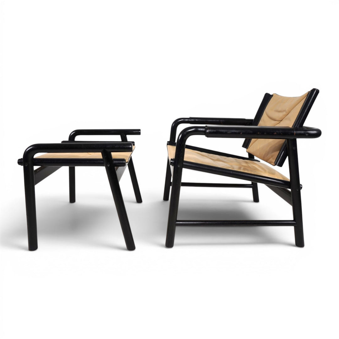 WK Möbel Leather Lounge Chair with Ottoman – Attributed to Hans Eichenberger, 1970