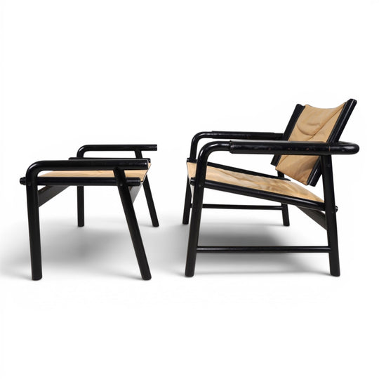WK Möbel Leather Lounge Chair with Ottoman – Attributed to Hans Eichenberger, 1970