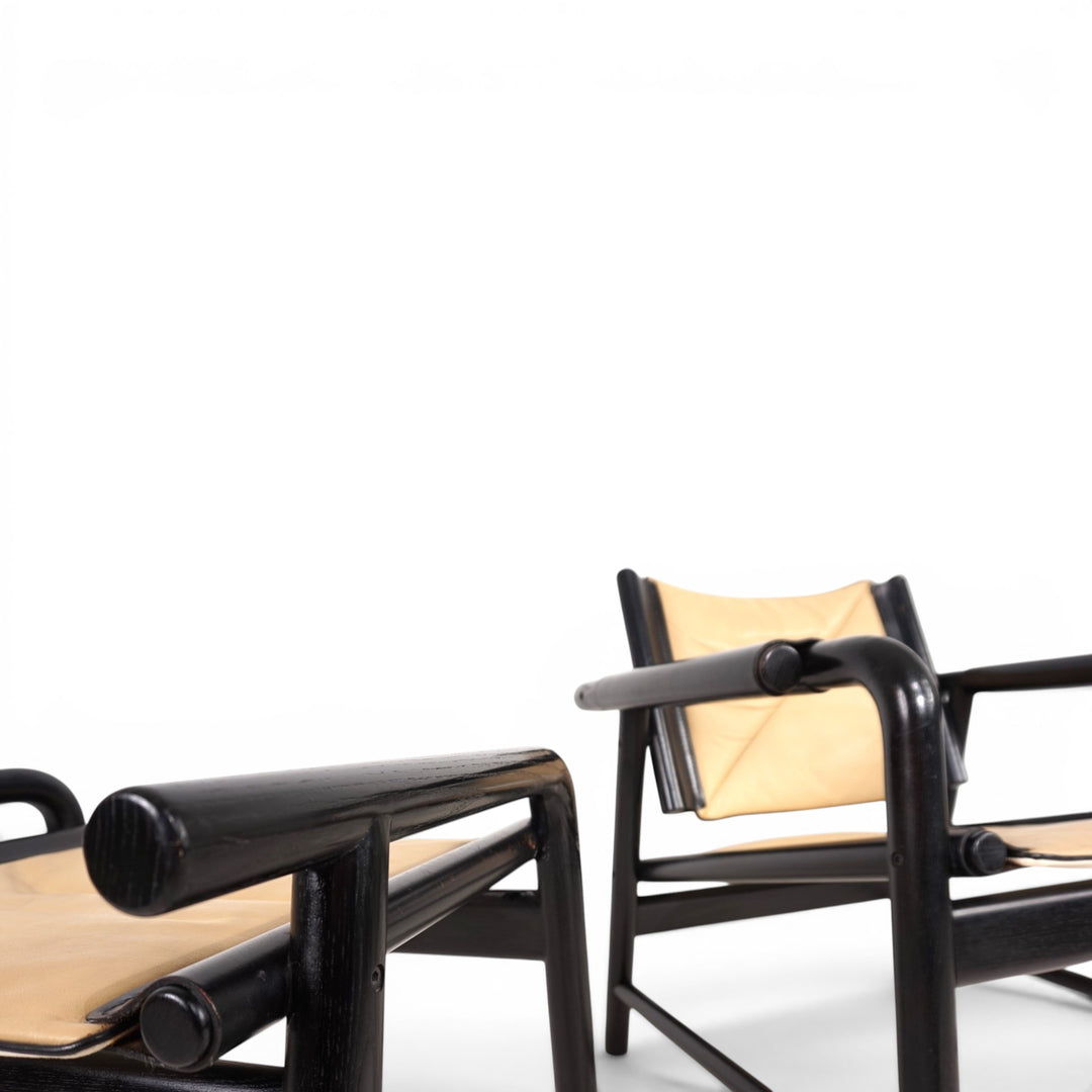 WK Möbel Leather Lounge Chair with Ottoman – Attributed to Hans Eichenberger, 1970
