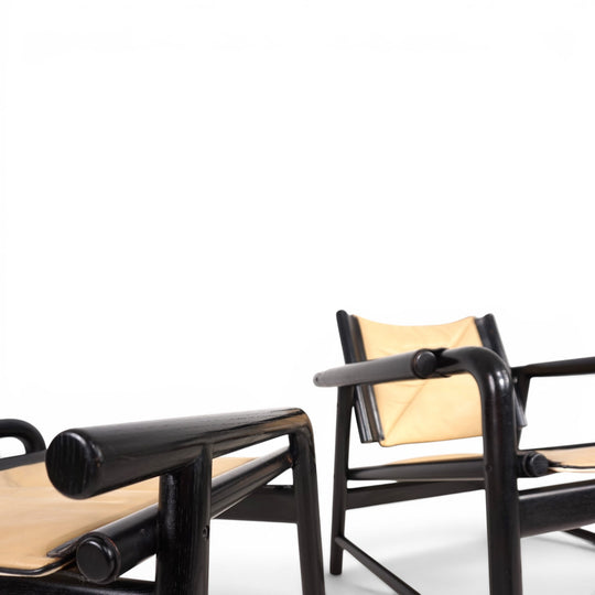 WK Möbel Leather Lounge Chair with Ottoman – Attributed to Hans Eichenberger, 1970