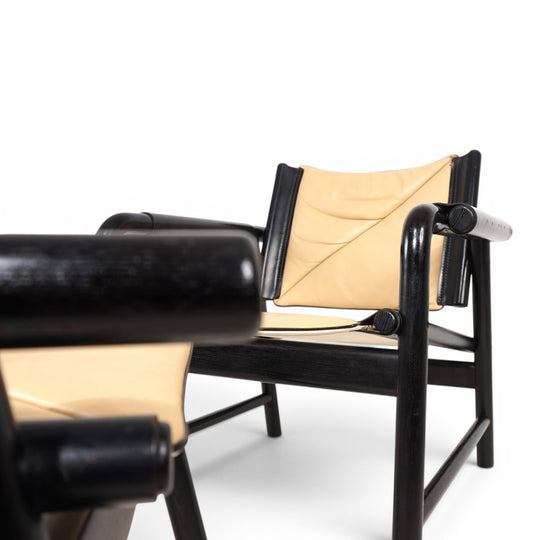 WK Möbel Leather Lounge Chair with Ottoman – Attributed to Hans Eichenberger, 1970