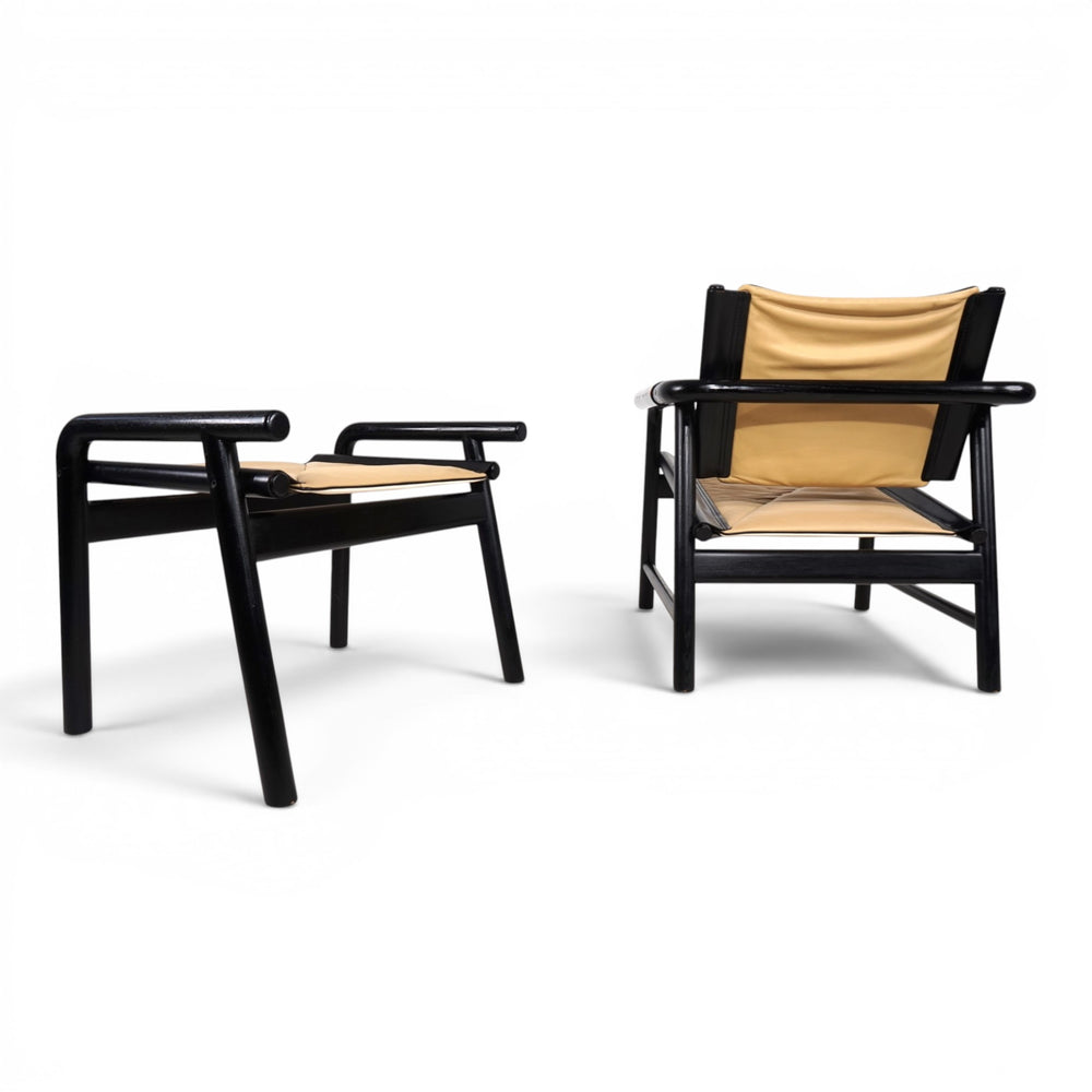 WK Möbel Leder Loungesessel mit Ottoman – Hans Eichenberger zugeschrieben, 1970